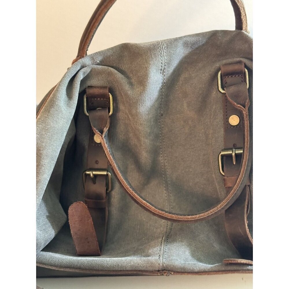 Hudson Cole Oversized Canvas Duffle With Leather Trim EUC - Picture 4 of 12